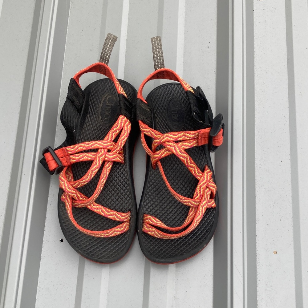 Chaco Sandals with Black and Red-Orange Straps